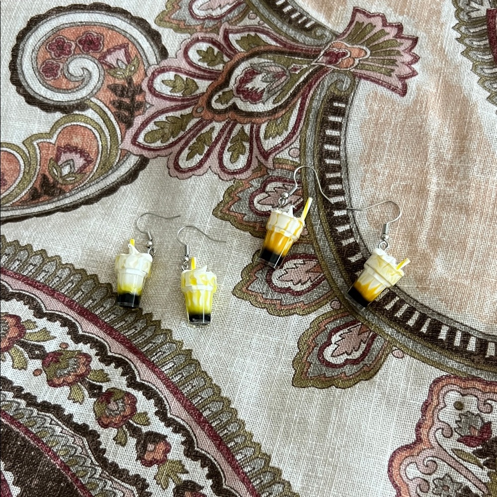 Yellow and White Drink Earrings